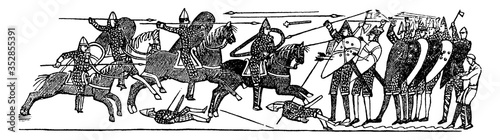 Bayeux Tapestry, vintage illustration.