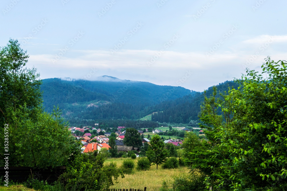 Panoramic view in Gura Humorului, Bucovina, Romania