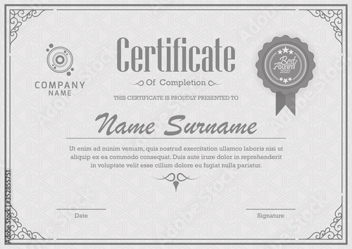 Certificate. Template diploma currency border. Award background Gift voucher.
