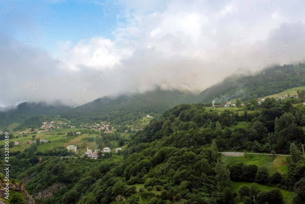 Trabzon, Turkey - 09 July, 2017: Basarkoy Village, Zigana Mountain, Macka District