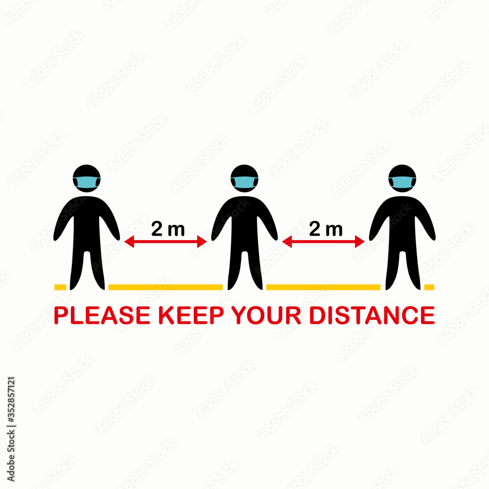 Please keep your distance 2m. Social distancing avoiding vector image. Keep your distance in public to prevent coronavirus pandemic. Preventive measures in quarantine times.
Please keep your distance 2m. Social distancing avoiding vector image. Keep your distance in public to prevent coronavirus pandemic. Preventive measures in quarantine times.