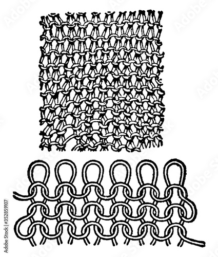 Knitting Stitch, vintage illustration.