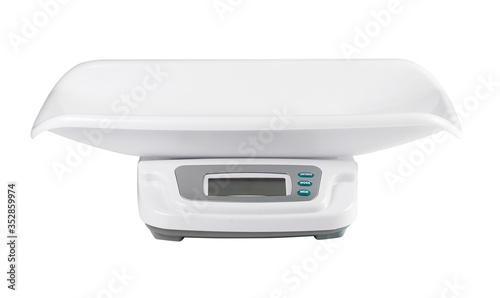 baby weighing scale, isolated on white background