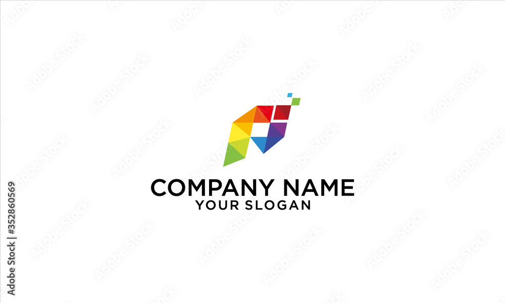 combination of digital and P logo design combination of digital and P logo design