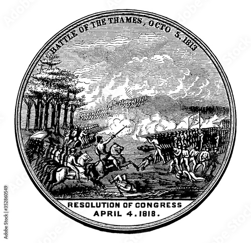 Medal Presented to Isaac Shelby (Back), vintage illustration.