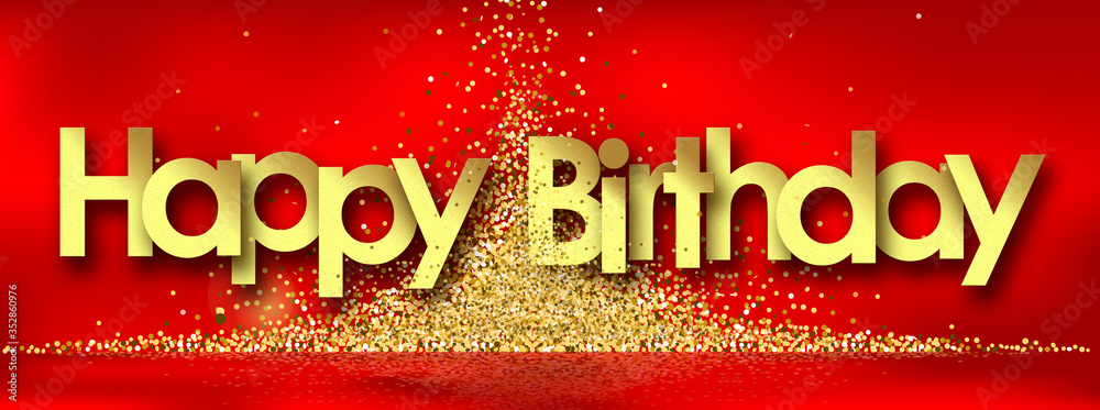 happy birthday in golden stars and red background Stock Photo | Adobe Stock