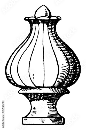 Modern Knob Finial, vintage illustration.