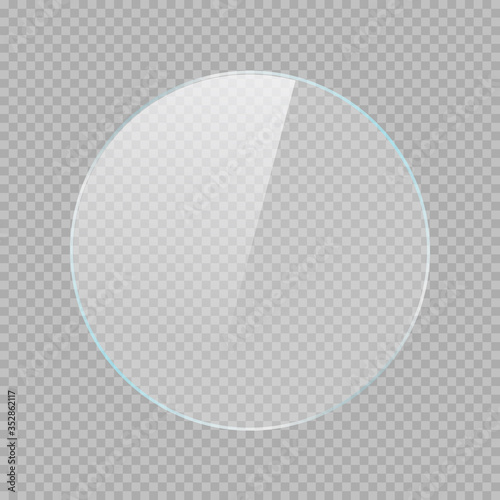 Glass plate on transparent background. Realistic window mockup with effect of light reflection.