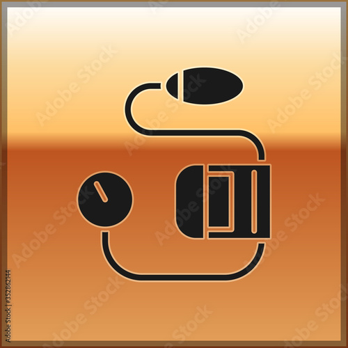 Black Blood pressure icon isolated on gold background. Vector Illustration
