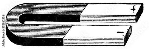 Horseshoe magnet, vintage illustration.