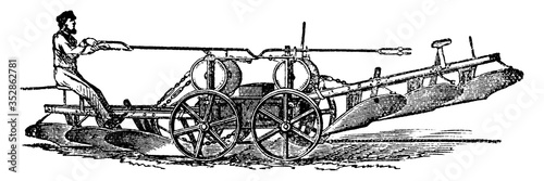 Howard's Plough, vintage illustration.