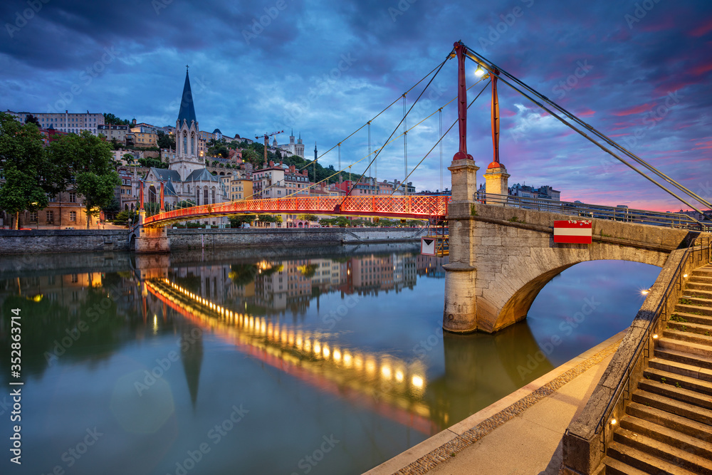 Lyon. Cityscape image of Lyon, France during sunrise.