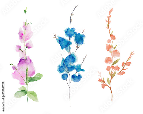 Watercolor Botanical illustration. Greeting card for a wedding or invitation. Suitable for any delicate design.