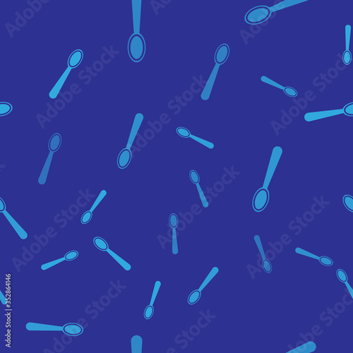 Blue Disposable plastic spoon icon isolated seamless pattern on blue background. Vector Illustration