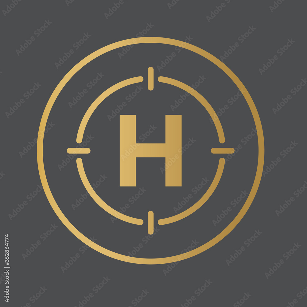 Obraz premium golden helipad icon - vector illustration