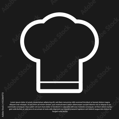 Black Chef hat icon isolated on black background. Cooking symbol. Cooks hat. Vector Illustration