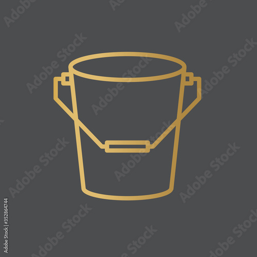 golden bucket icon - vector illustration