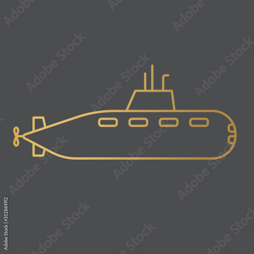 golden submarine icon - vector illustration