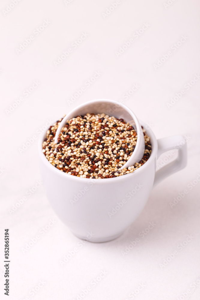 Mix red, black and white quinoa grains, superfood Mix red, black and white quinoa grains, superfood