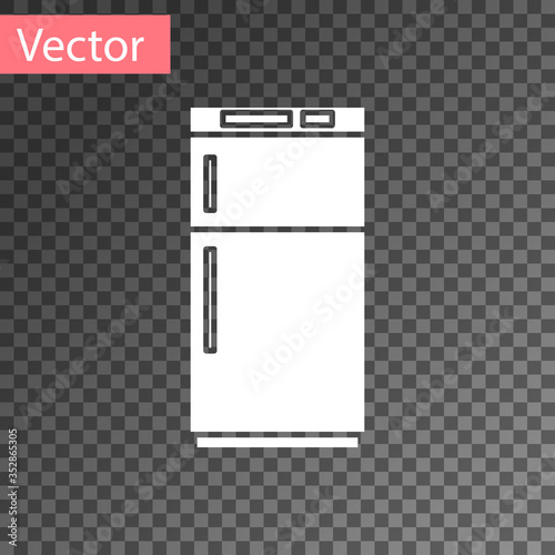 White Refrigerator icon isolated on transparent background. Fridge freezer refrigerator. Household tech and appliances. Vector Illustration