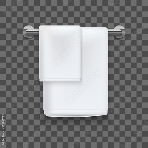 Realistic 3d Detailed White Terry Towels. Vector