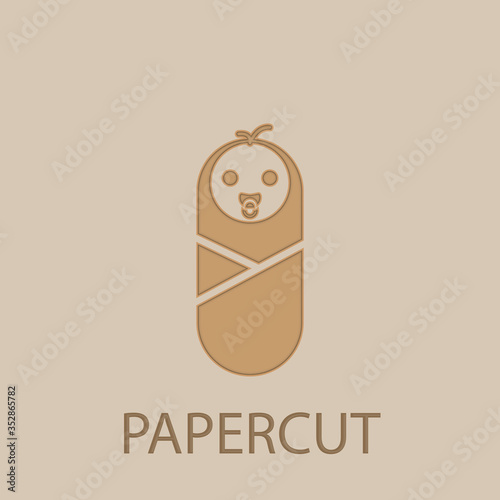 Wrapped baby papercut icon. Simple glyph, flat vector of web icons for ui and ux, website or mobile application