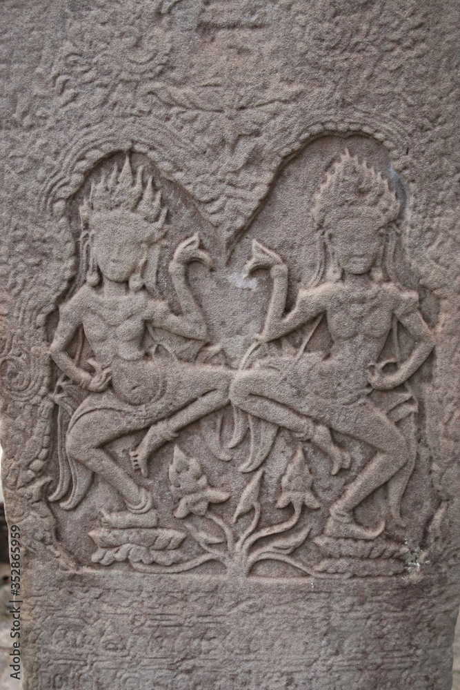 Gravure du temple Bayon à Angkor, Cambodge