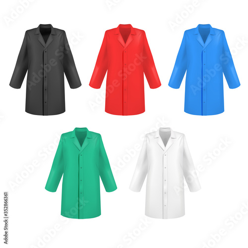 Realistic 3d Detailed Color Medical Lab Coat Set. Vector