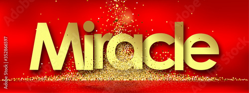 Photography Miracle in red background and golden stars