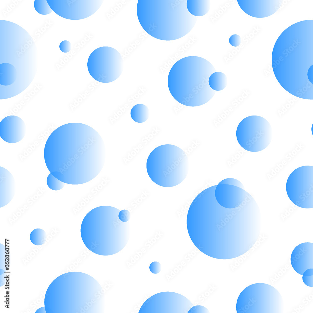 Translucent blue bubbles abstract seamless pattern.