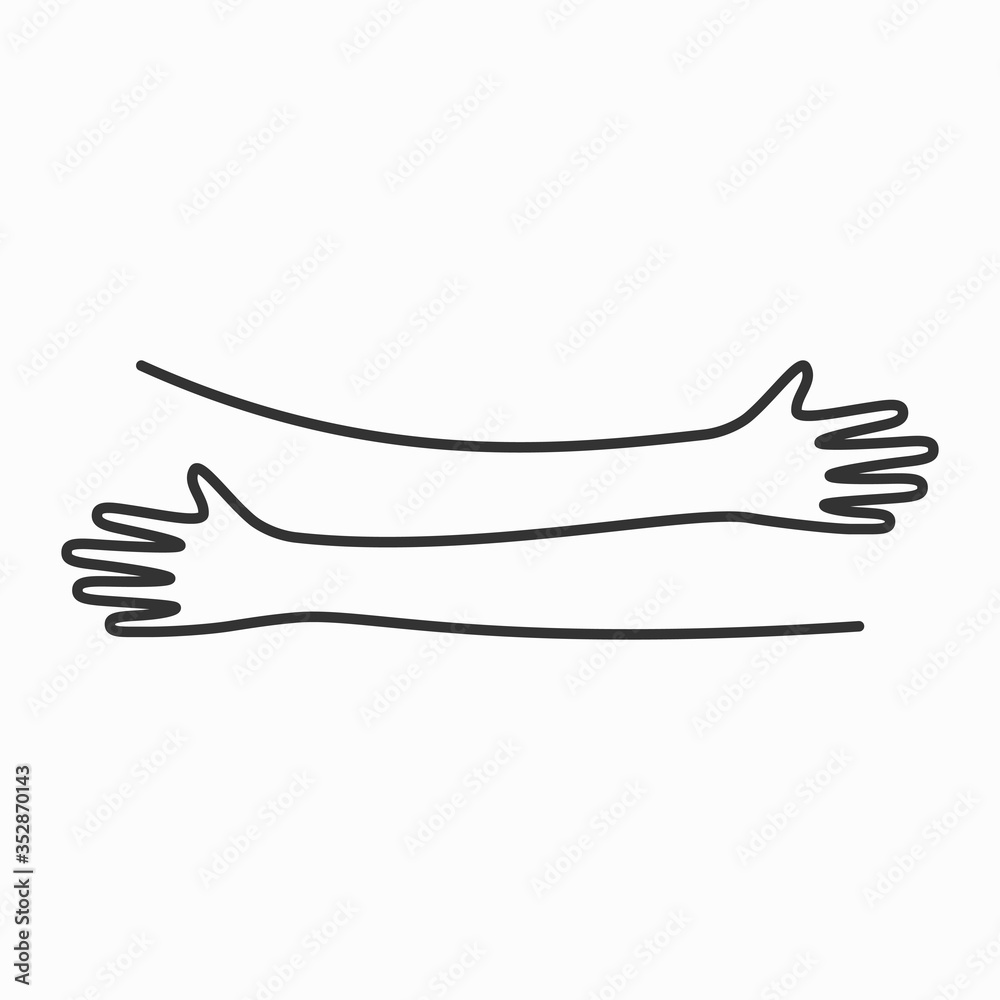 Hugging hands. Arm embrace, relationship hugged hands Hugging hands. Arm embrace, relationship hugged hands