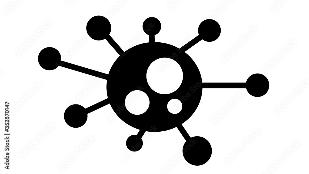 Bacteria Cell Icon, 2019-nCoV, Covid-2019, Covid-19 Novel Coronavirus Bacteria. No Infection and Stop Coronavirus Concepts. Dangerous Coronavirus Cell in China, Wuhan. Isolated Vector Icon