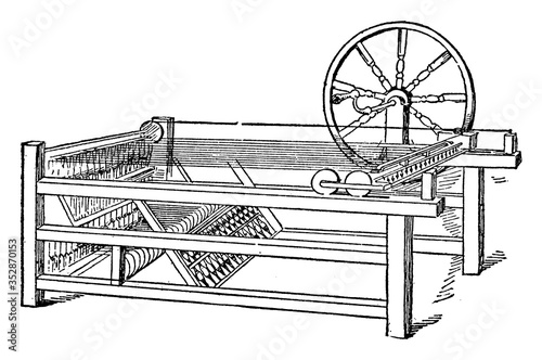 Spinning Jenny, vintage illustration.
