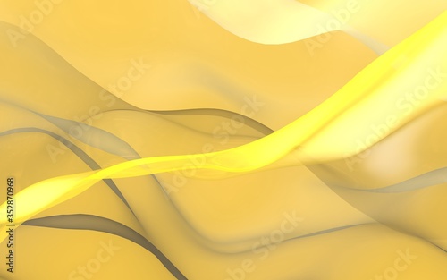 Abstract gold background. Beautiful backdrop with yellow waves. 3d illustration.