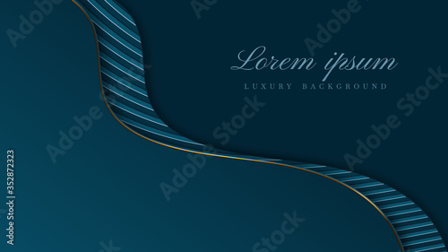 Luxury background wave line gold 3d concept deep blue color. vector illustration for design.