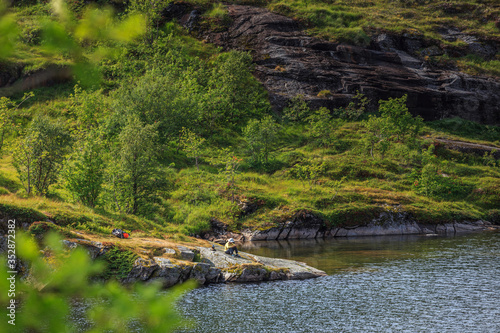 Lofoten landscape panoramic...