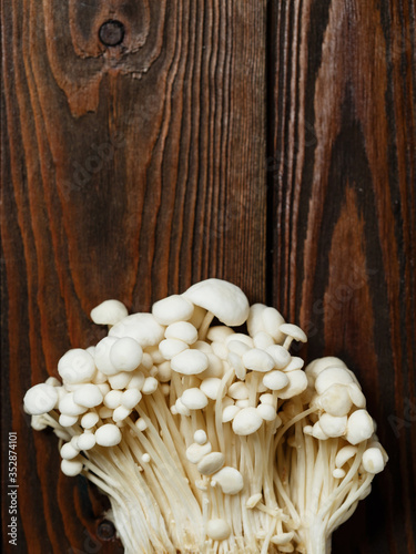 Enoki,  Enokitake, Flammulina velutipes, edible mushroom popular in Japanese cuisine photo