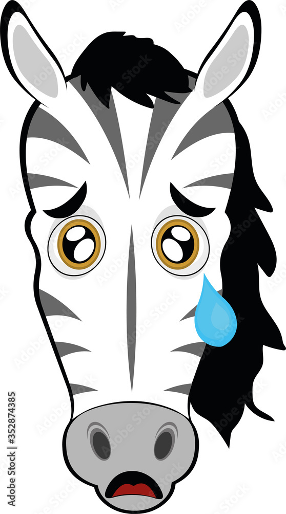 Vector illustration the face of a zebra cartoon with a sad expression Stock  Vector | Adobe Stock