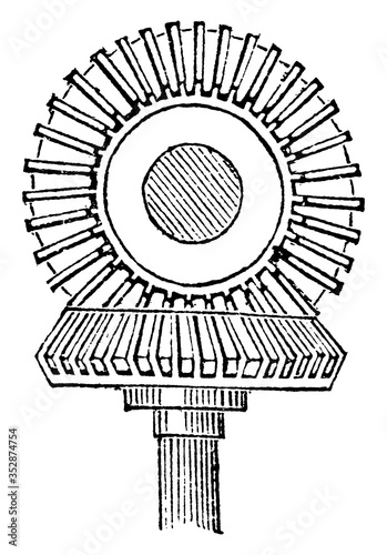 Mitre-wheels, vintage illustration.