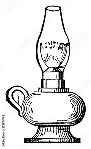 Lamp, vintage illustration.