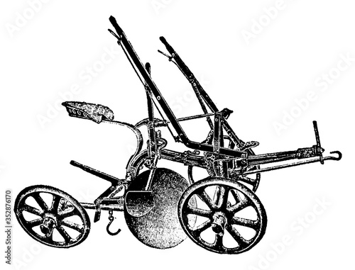 Single Disc Plow, vintage illustration.