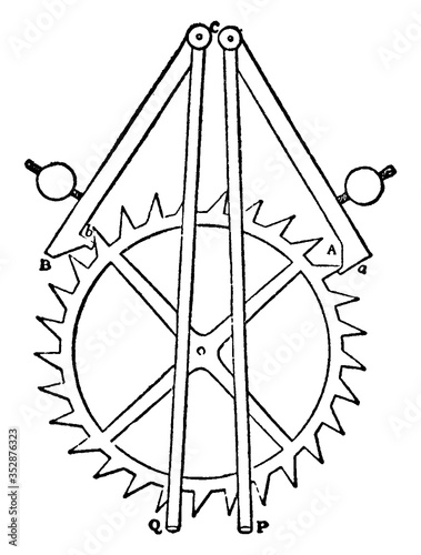 Mudge's Gravity Escapement, vintage illustration.