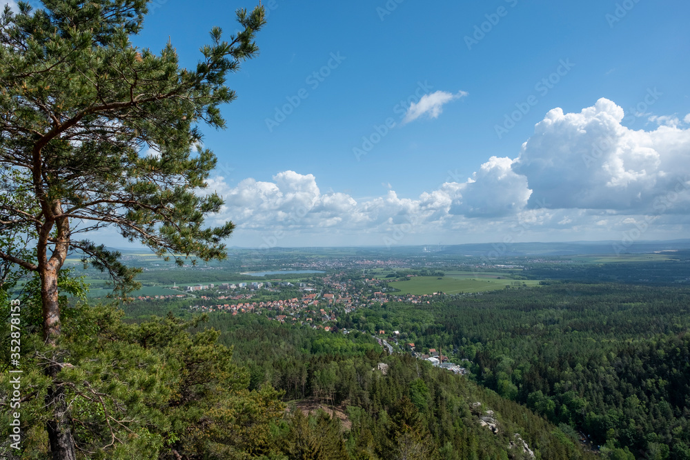 Blick vom Götzenstein in die Oberlausitz Zittau und Olbersdorf