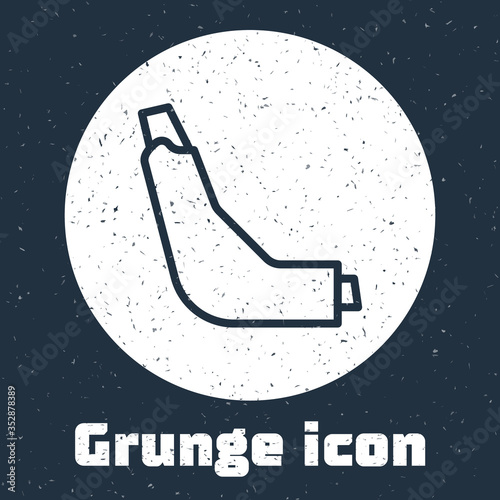 Grunge line Inhaler icon isolated on grey background. Breather for cough relief, inhalation, allergic patient. Monochrome vintage drawing. Vector Illustration