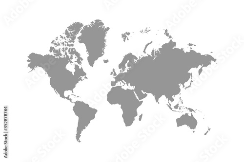 World map. World map with continents  North and South America  Europe  Asia  Africa and Australia on white background