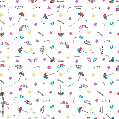 rainbow kite text line star heart colorful tee illustration art vector
