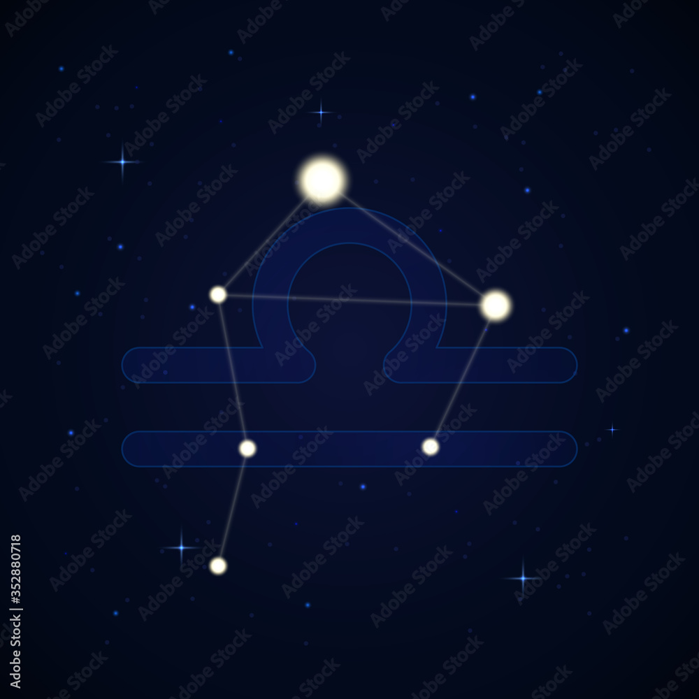 Libra, the scales. Constellation and zodiac sign on the starry night sky Stock Vector Adobe Stock