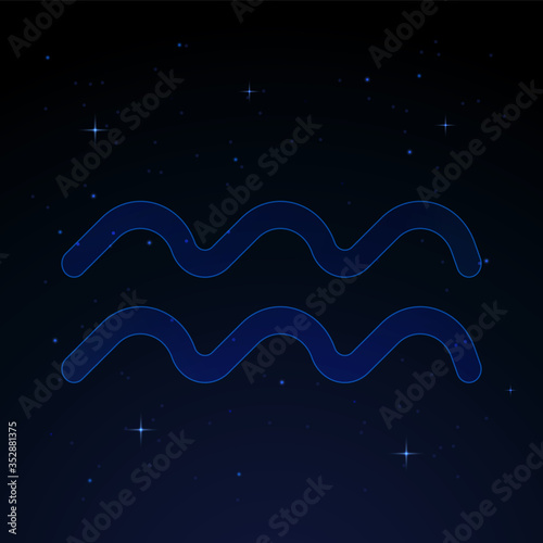 Aquarius, the water bearer zodiac sign on the starry night sky