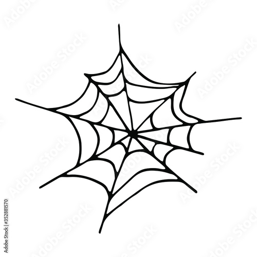 Isolated hand drawn vector illustration of cobweb in doodle style. Halloween's element for festival design, invitation, greeting card, poster.