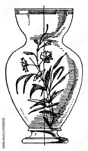 Obraz na płótnie Modern Flower - Vessel, vintage illustration.